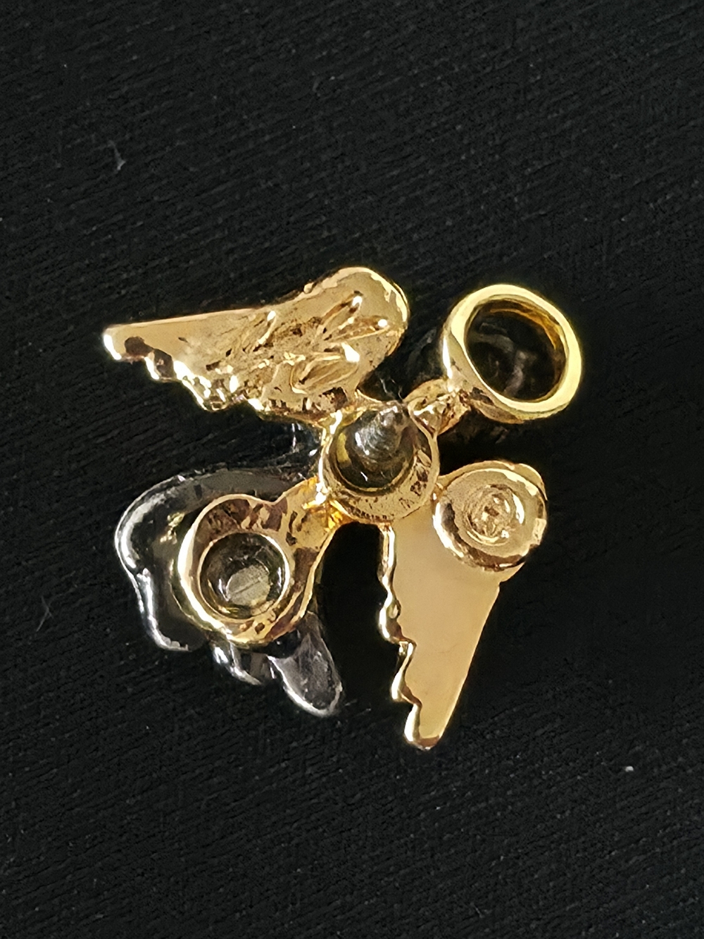 VTG USA Made Signed Pewter Gold Guardian Angel Pin 1cm - Picture 6 of 6